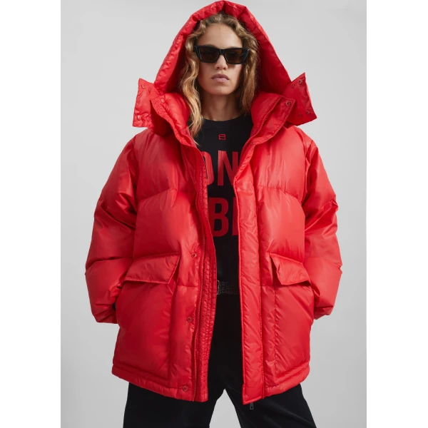 The Frankie Shop Riom Hooded Puffer Jacket – Red, view 4