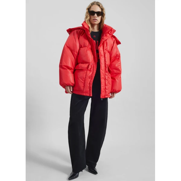 The Frankie Shop Riom Hooded Puffer Jacket – Red, view 5