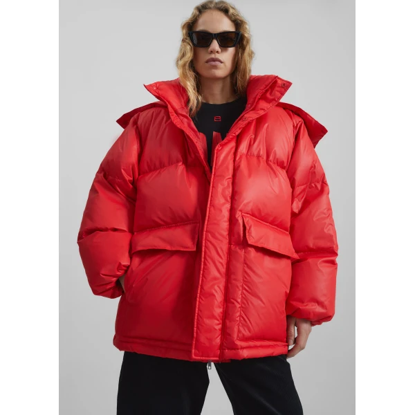 The Frankie Shop Riom Hooded Puffer Jacket – Red, view 6