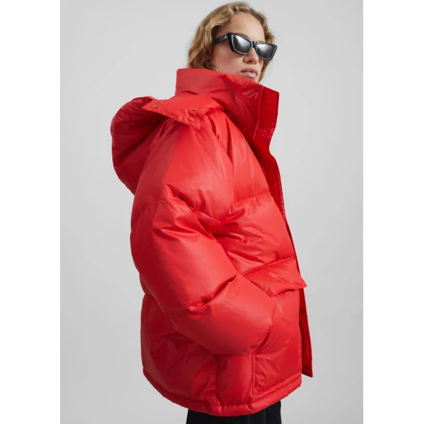 The Frankie Shop Riom Hooded Puffer Jacket – Red, view 7