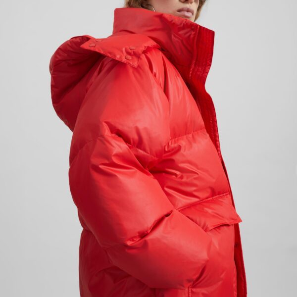 The Frankie Shop Riom Hooded Puffer Jacket - Red - Oversized Minimalist Jackets in Red - Shop at Coveti