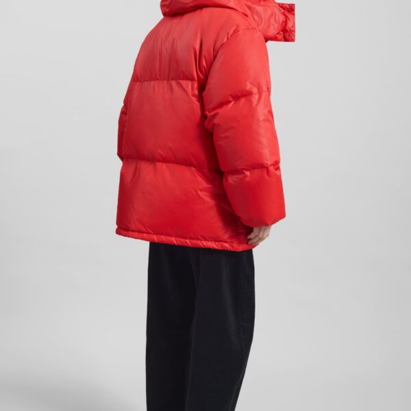 The Frankie Shop Riom Hooded Puffer Jacket - Red - Oversized Minimalist Jackets in Red - Shop at Coveti