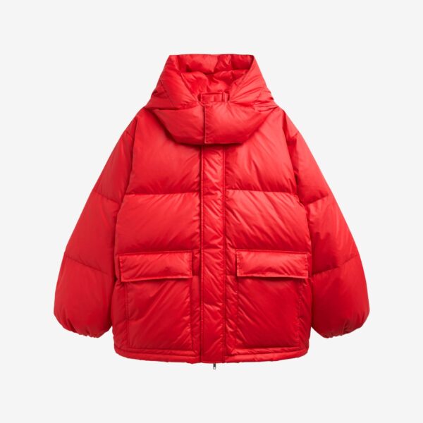 The Frankie Shop Riom Hooded Puffer Jacket - Red - Oversized Minimalist Jackets in Red - Shop at Coveti