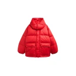 The Frankie Shop Riom Hooded Puffer Jacket - Red - Oversized Minimalist Jackets in Red - Shop at Coveti