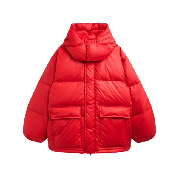 The Frankie Shop Riom Hooded Puffer Jacket - Red - Oversized Minimalist Jackets in Red - Shop at Coveti