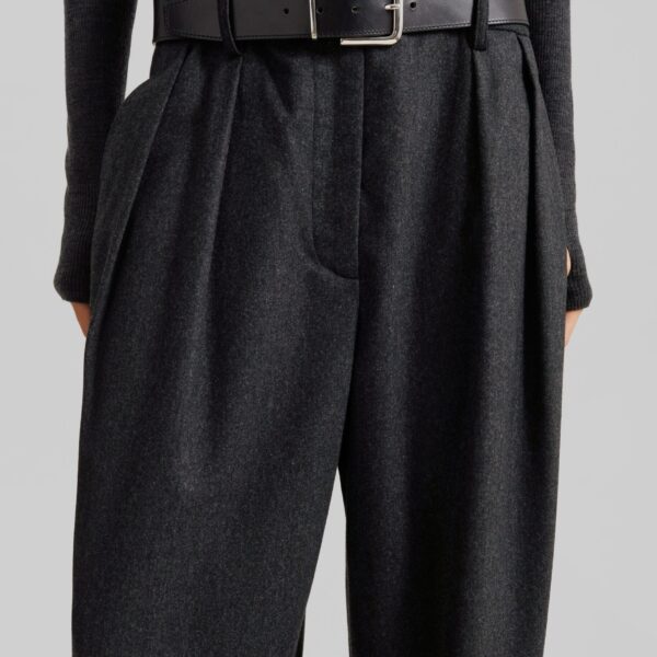 The Frankie Shop Ripley Flannel Pleated Trousers - Dark Grey - Oversized Minimalist Pants in Grey - Shop at Coveti