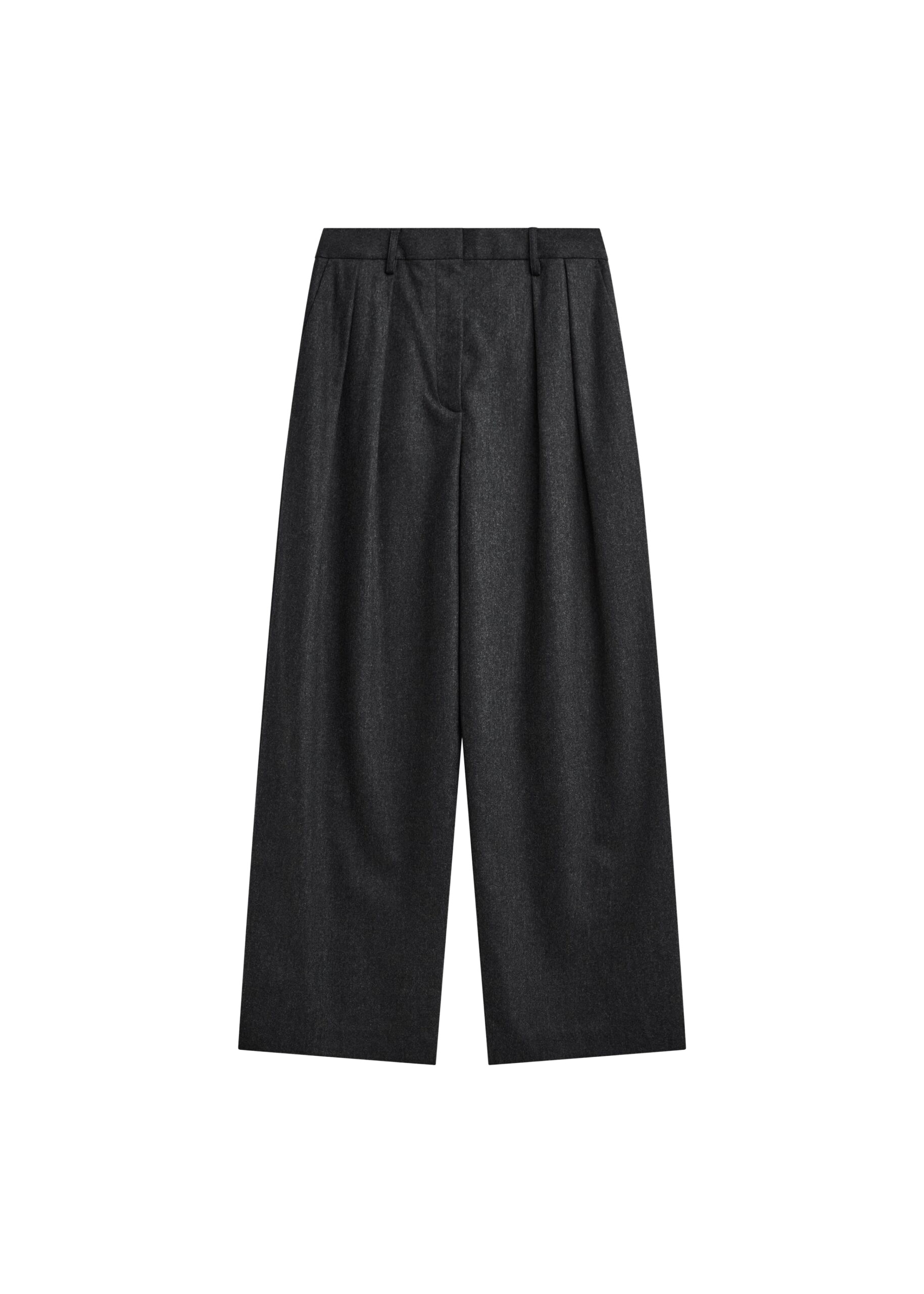The Frankie Shop Ripley Flannel Pleated Trousers – Dark Grey