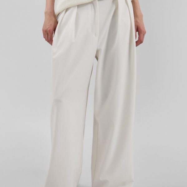 The Frankie Shop Ripley Pleated Trousers - Ivory - Oversized Minimalist Pants in Ivory - Shop at Coveti