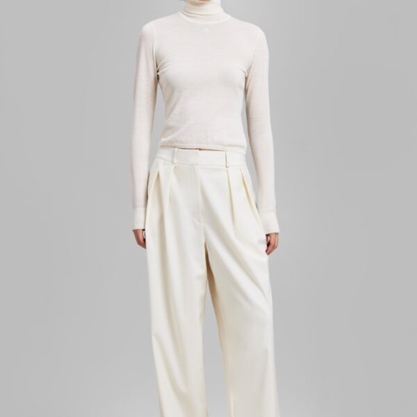 The Frankie Shop Ripley Pleated Trousers - Ivory - Oversized Minimalist Pants in Ivory - Shop at Coveti