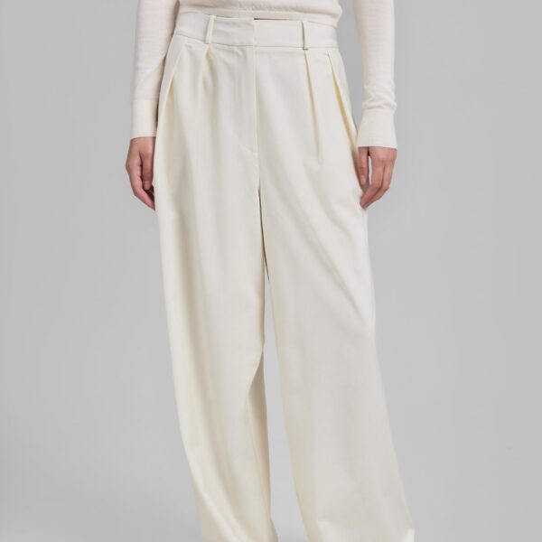 The Frankie Shop Ripley Pleated Trousers - Ivory - Oversized Minimalist Pants in Ivory - Shop at Coveti