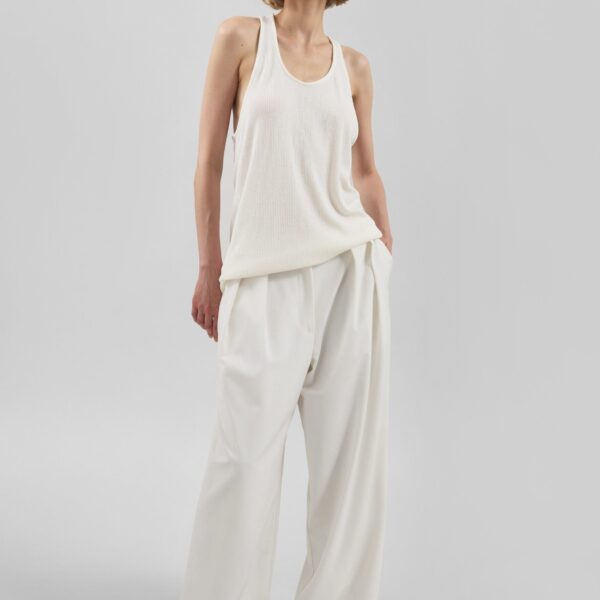 The Frankie Shop Ripley Pleated Trousers - Ivory - Oversized Minimalist Pants in Ivory - Shop at Coveti