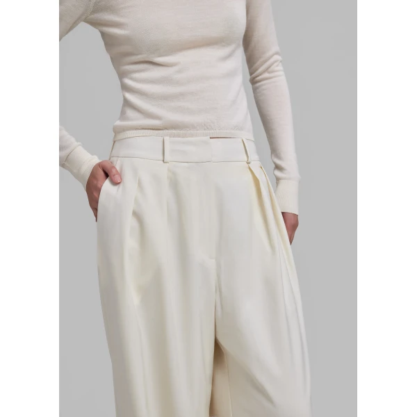 The Frankie Shop Ripley Pleated Trousers – Ivory, view 6
