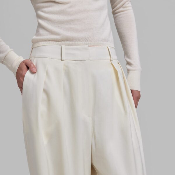 The Frankie Shop Ripley Pleated Trousers - Ivory - Oversized Minimalist Pants in Ivory - Shop at Coveti