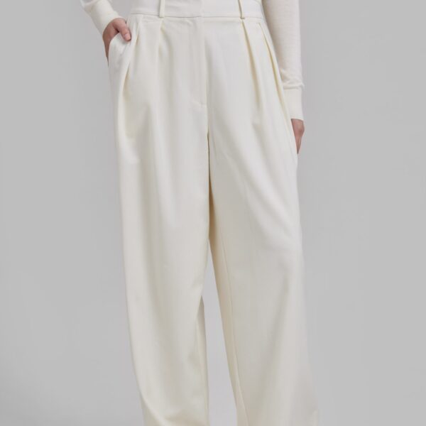 The Frankie Shop Ripley Pleated Trousers - Ivory - Oversized Minimalist Pants in Ivory - Shop at Coveti