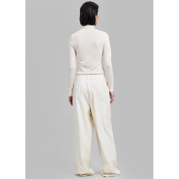 The Frankie Shop Ripley Pleated Trousers – Ivory, view 8