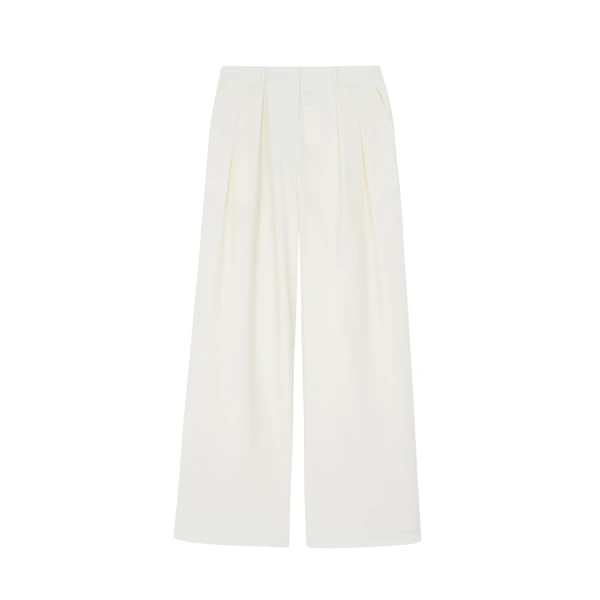 The Frankie Shop Ripley Pleated Trousers - Ivory - Oversized Minimalist Pants in Ivory - Shop at Coveti