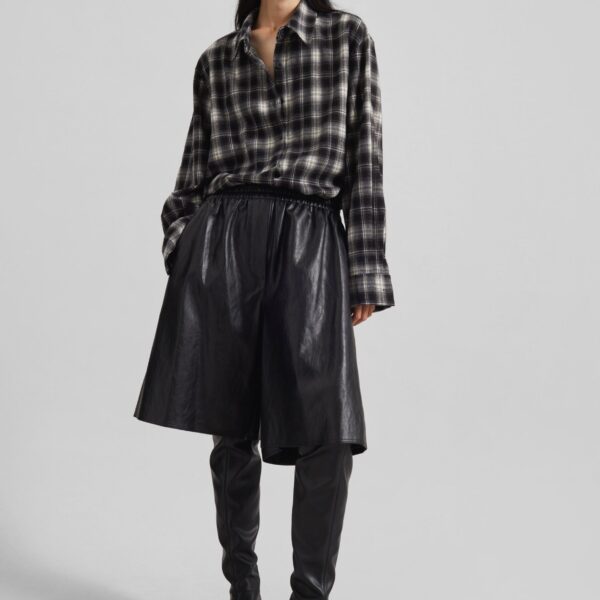 The Frankie Shop Risarven Faux Leather Bermuda Shorts - Black - Oversized Minimalist Shorts in Black - Shop at Coveti