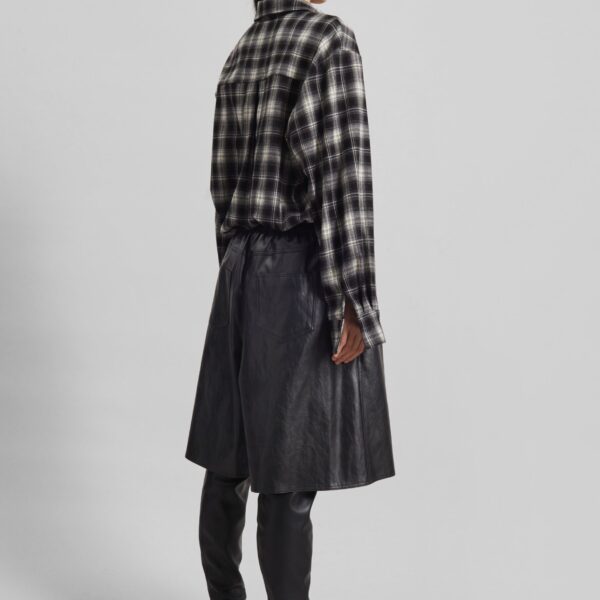 The Frankie Shop Risarven Faux Leather Bermuda Shorts - Black - Oversized Minimalist Shorts in Black - Shop at Coveti