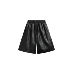The Frankie Shop Risarven Faux Leather Bermuda Shorts - Black - Oversized Minimalist Shorts in Black - Shop at Coveti