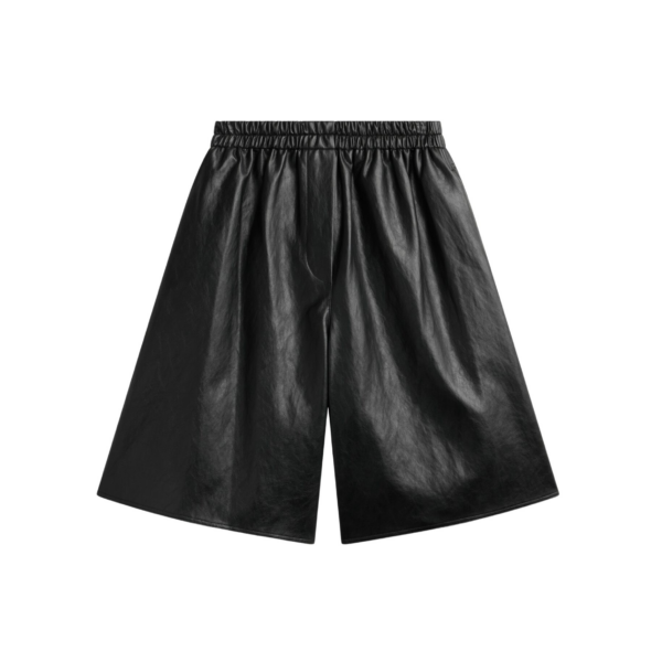 The Frankie Shop Risarven Faux Leather Bermuda Shorts - Black - Oversized Minimalist Shorts in Black - Shop at Coveti