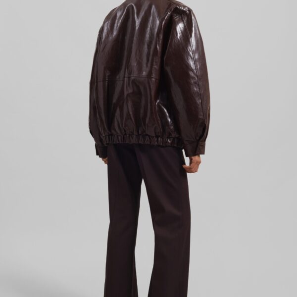 The Frankie Shop Risner Faux Leather Jacket - Burgundy - Oversized Minimalist Jackets in Red - Shop at Coveti