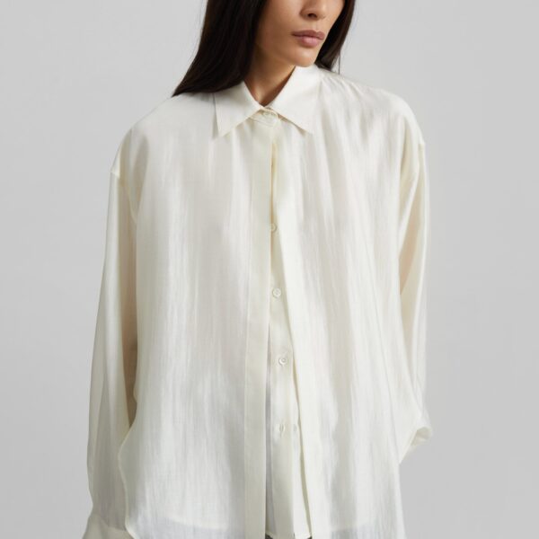 The Frankie Shop Roanne Fluid Double Shirt - Cream - Oversized Minimalist Tops in Ivory - Shop at Coveti