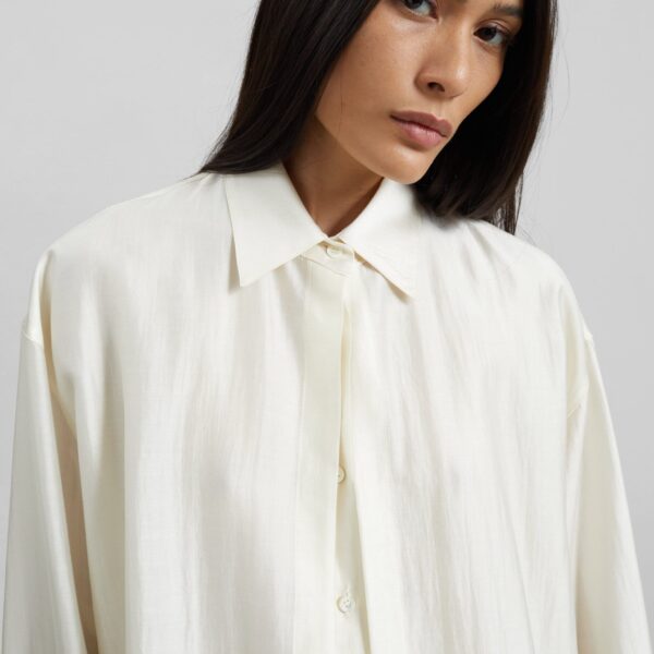 The Frankie Shop Roanne Fluid Double Shirt - Cream - Oversized Minimalist Tops in Ivory - Shop at Coveti