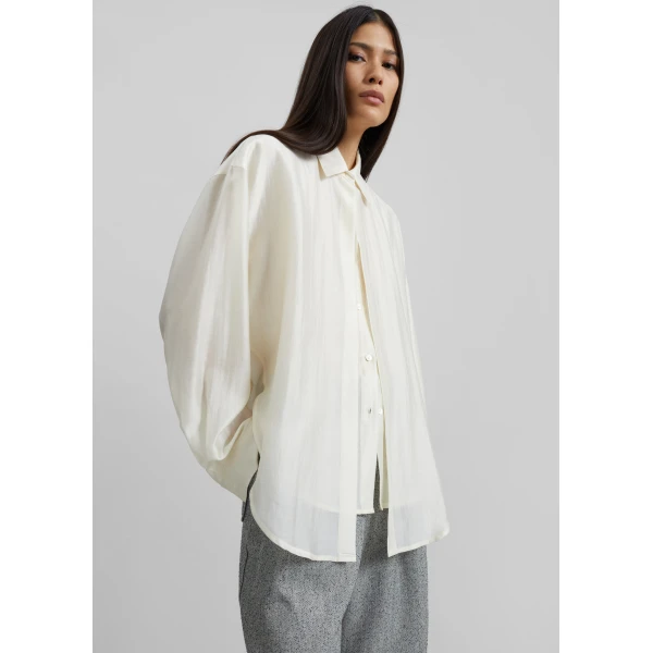 The Frankie Shop Roanne Fluid Double Shirt – Cream, view 4
