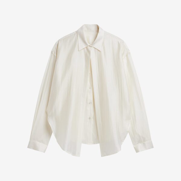 The Frankie Shop Roanne Fluid Double Shirt - Cream - Oversized Minimalist Tops in Ivory - Shop at Coveti