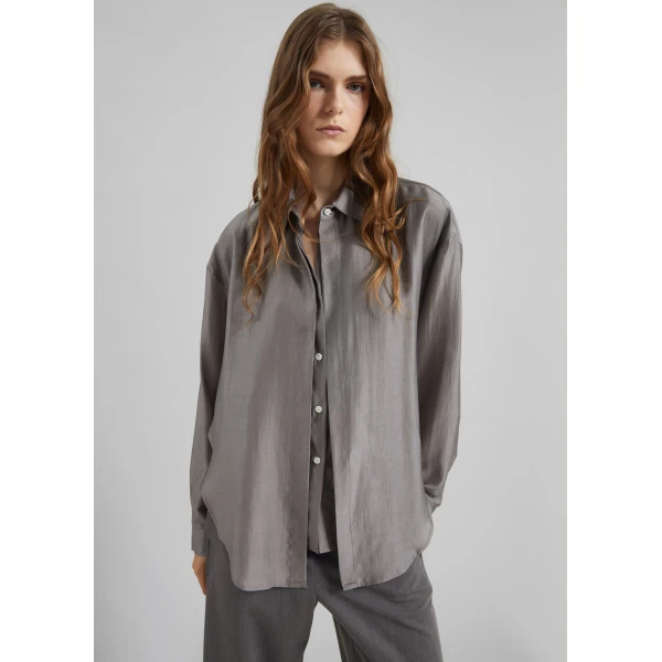 The Frankie Shop Roanne Fluid Double Shirt – Steel Grey, view 2