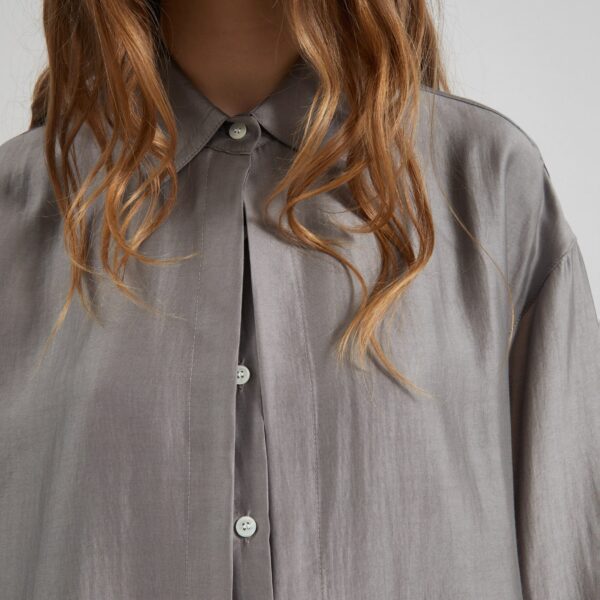 The Frankie Shop Roanne Fluid Double Shirt - Steel Grey - Oversized Minimalist Tops in Grey - Shop at Coveti
