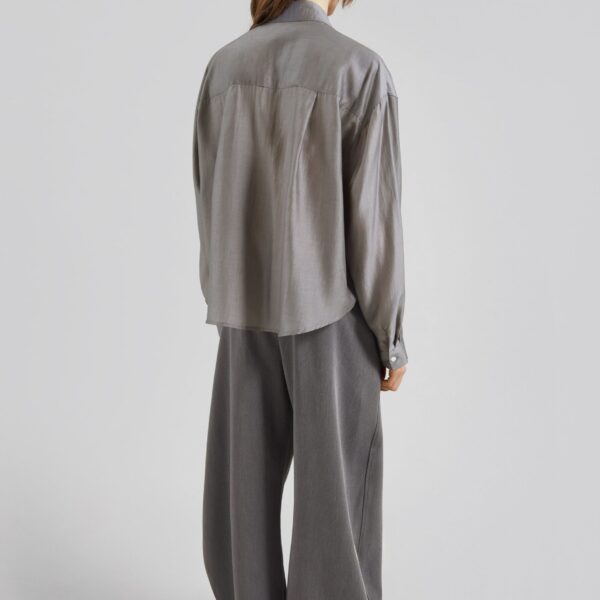 The Frankie Shop Roanne Fluid Double Shirt - Steel Grey - Oversized Minimalist Tops in Grey - Shop at Coveti