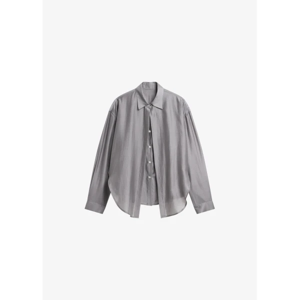 The Frankie Shop Roanne Fluid Double Shirt – Steel Grey, view 7