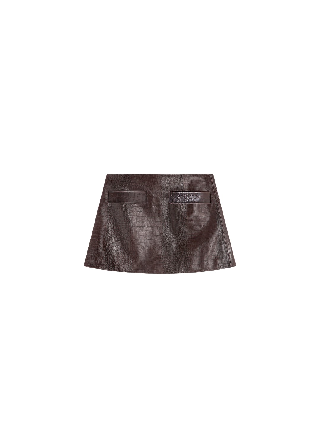 The-Frankie-Shop-Rory-Croc-Leather-Mini-Skirt-Dark-Brown-coveti-827872_nobg The Frankie Shop Rory Croc Leather Mini Skirt - Dark Brown - Oversized Minimalist Skirts in Brown - Shop at Coveti