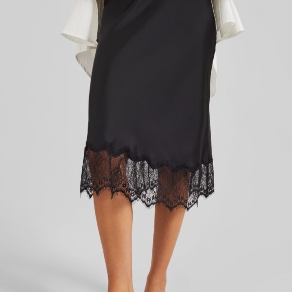 The Frankie Shop Rosyth Lace Midi Skirt - Black - Oversized Minimalist Skirts in Black - Shop at Coveti