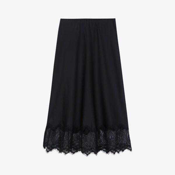 The Frankie Shop Rosyth Lace Midi Skirt - Black - Oversized Minimalist Skirts in Black - Shop at Coveti