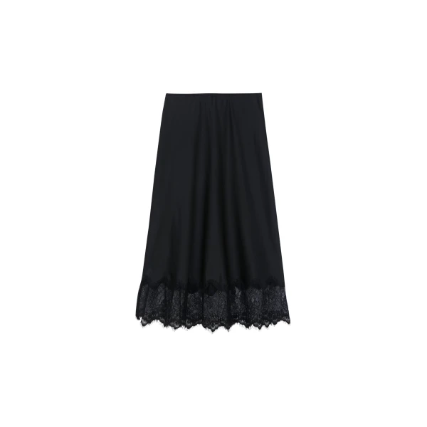 The Frankie Shop Rosyth Lace Midi Skirt - Black - Oversized Minimalist Skirts in Black - Shop at Coveti