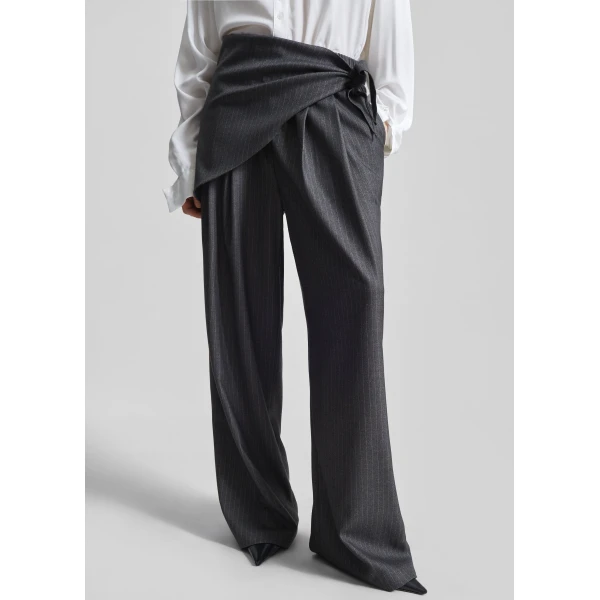 The Frankie Shop Rovigo Scarf Wrap Pants – Grey Stripe, view 2