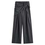 The Frankie Shop Rovigo Scarf Wrap Pants - Grey Stripe - Oversized Minimalist Pants in Grey - Shop at Coveti