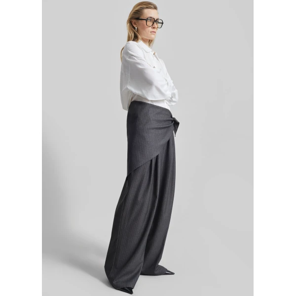 The Frankie Shop Rovigo Scarf Wrap Pants – Grey Stripe, view 6