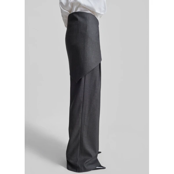 The Frankie Shop Rovigo Scarf Wrap Pants – Grey Stripe, view 7