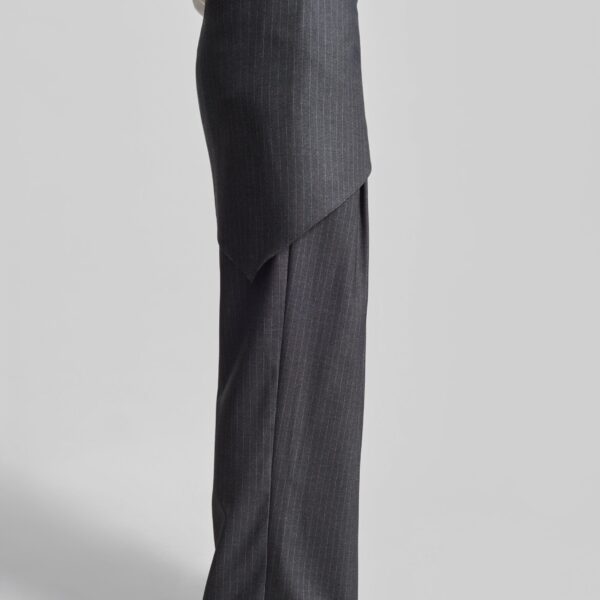 The Frankie Shop Rovigo Scarf Wrap Pants - Grey Stripe - Oversized Minimalist Pants in Grey - Shop at Coveti