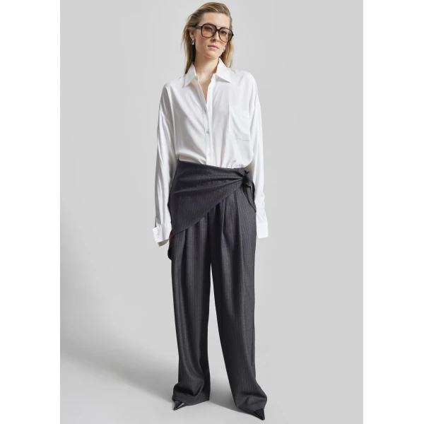 The Frankie Shop Rovigo Scarf Wrap Pants – Grey Stripe, view 8