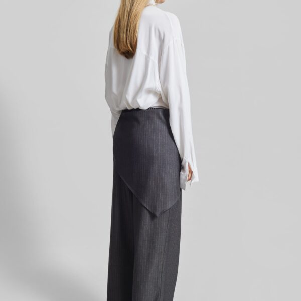 The Frankie Shop Rovigo Scarf Wrap Pants - Grey Stripe - Oversized Minimalist Pants in Grey - Shop at Coveti