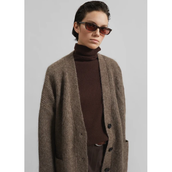 The Frankie Shop Ruhr Oversized Mohair Cardigan – Brown, view 4