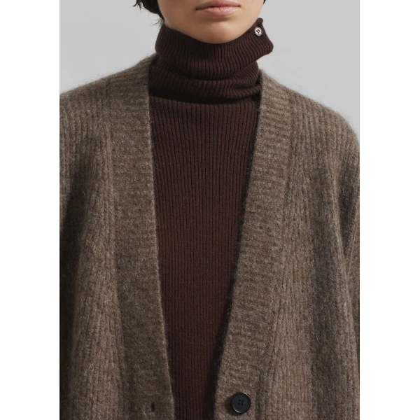 The Frankie Shop Ruhr Oversized Mohair Cardigan – Brown, view 6