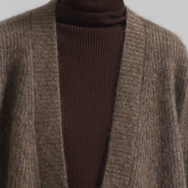 The Frankie Shop Ruhr Oversized Mohair Cardigan - Brown - Oversized Minimalist Knitwear in Brown - Shop at Coveti