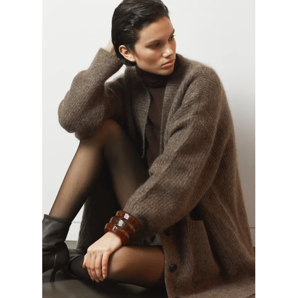 The Frankie Shop Ruhr Oversized Mohair Cardigan – Brown, view 8