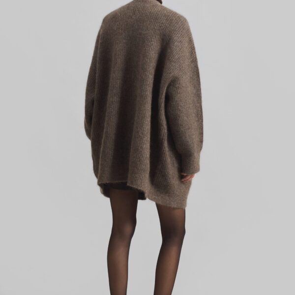 The Frankie Shop Ruhr Oversized Mohair Cardigan - Brown - Oversized Minimalist Knitwear in Brown - Shop at Coveti