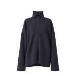 The Frankie Shop Saclay Oversized Zip-Up Cardigan - Charcoal - Oversized Minimalist Knitwear in Blue - Shop at Coveti
